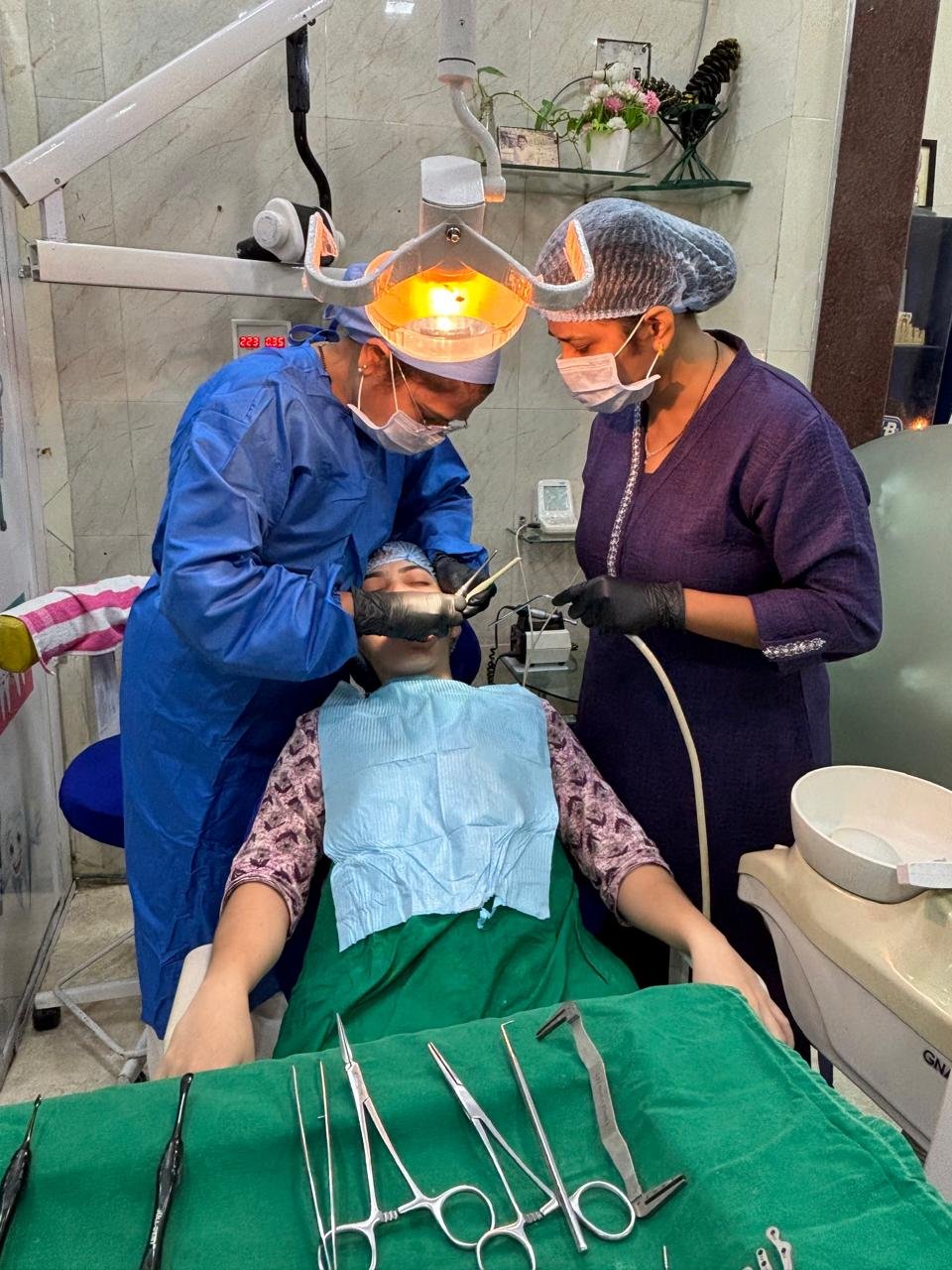 Dental procedure in progress at Dr. Alka's clinic